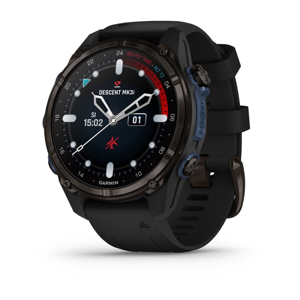 Garmin Descent Mk3i – 43 mm Carbon grey DLC titanium with black silicone band