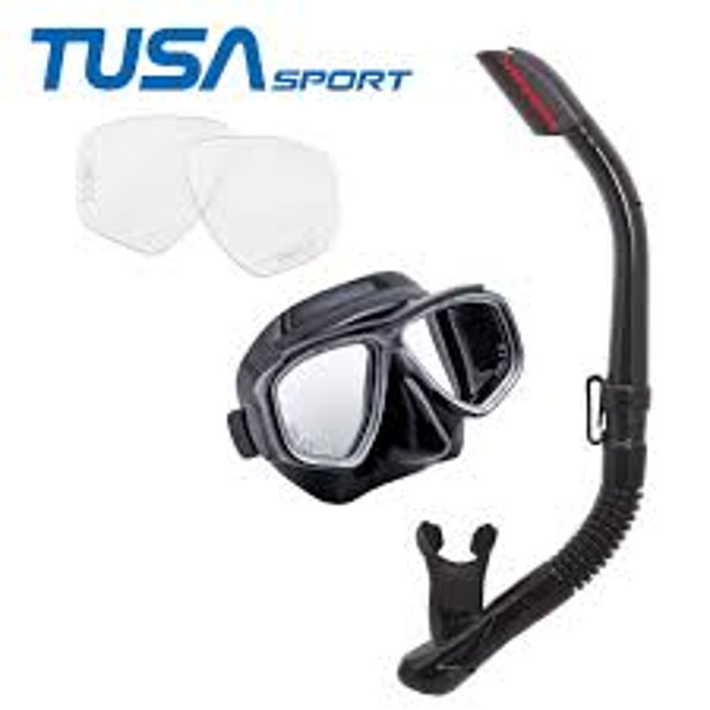 Splendive mask and snorkel with corrective lenses